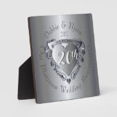 20e Jubileum voor bruiloft Platinum Heart Emblem Fotoplaat (Voorkant)