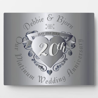 20e Jubileum voor bruiloft Platinum Horizontal Fotoplaat