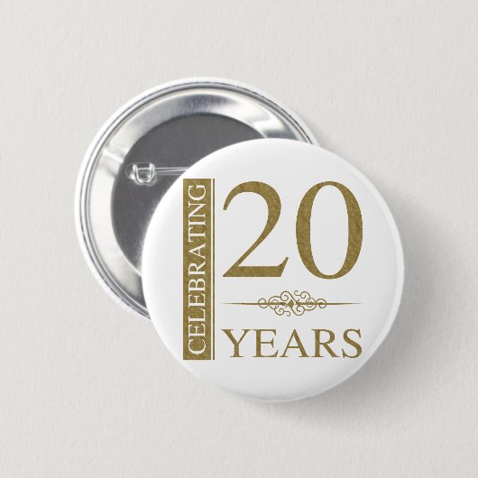 20e Jubileum voor bruiloft Ronde Button 5,7 Cm (Voorkant /achterkant)