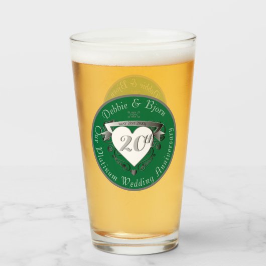 20e Jubileum voor weddenschappen Glas (Achterkant gevuld)