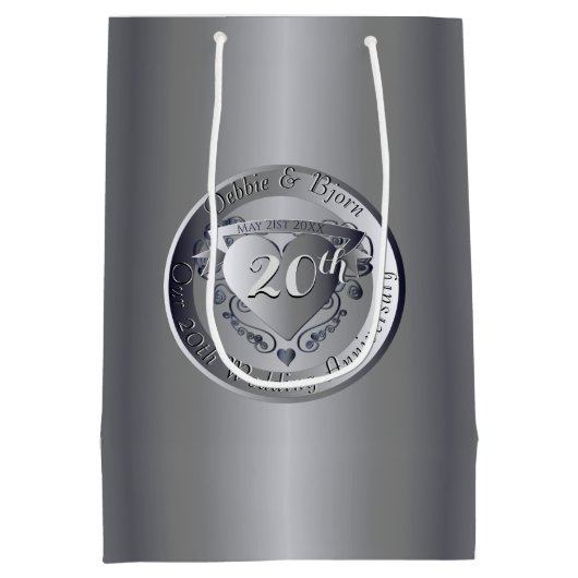 20e Jubileum voor weddenschappen Medium Cadeauzakje (Achterkant)