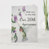 20e jubileum vrouw mooie kolibrie kaart (Voorkant)