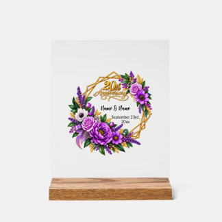 20e jubileumcadeau acryl bord