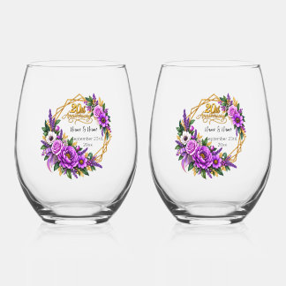 20e jubileumcadeau wijnglas zonder voet