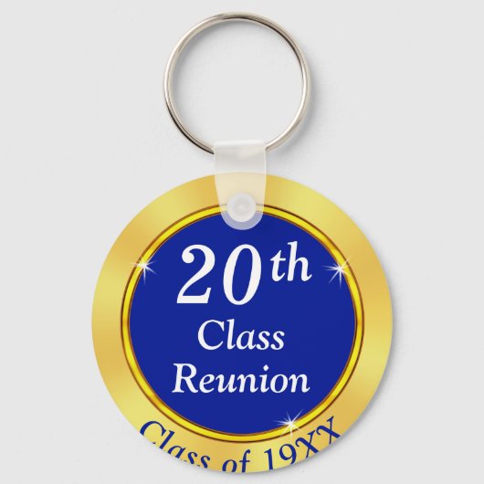 20e klas reünie-cadeaus. Royal Blue, Gold, White Sleutelhanger (Achterkant)