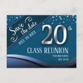 20e klas Reunion Elegant Blue Announcement Aankondigingskaart (Voorkant)