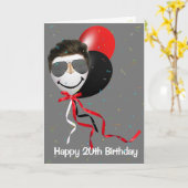 20e Man van het Birthday-feest op de ballon Kaart (Gele Bloem)