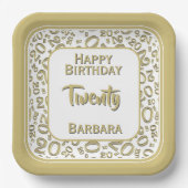 20e Partij Willekeurige Nummer Patroon Goud/Wit Papieren Bordje (Voorkant)