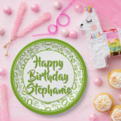 20e Partij Willekeurige Nummer Patroon Groen/Wit Papieren Bordje (Feest)