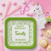 20e Partij Willekeurige Nummer Patroon Groen/Wit Papieren Bordje (Feest)