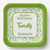 20e Partij Willekeurige Nummer Patroon Groen/Wit Papieren Bordje (Voorkant)