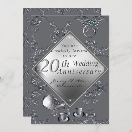 20e Platina Smaragd Huwelijksjubileum Kaart (Voorkant / Achterkant)