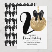 20e Pop van de Birthday Party Cake Gold Black Kaart (Voorkant / Achterkant)