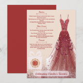 20e Ruby Red Glitter Burgundy Verjaardagsfeest Men Menu (Voorkant / Achterkant)