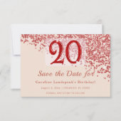 20e Ruby Red Glitter Champagne Save the Date (Voorkant)