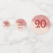 20e Ruby Red Glitter Verjaardag Foto Tafel Confetti (Achterkanten)
