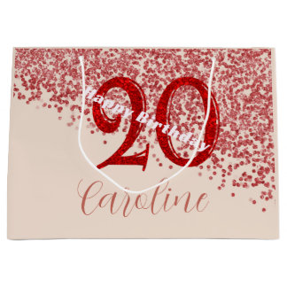 20e Ruby Rode Glitter Champagne Verjaardag Groot Cadeauzakje