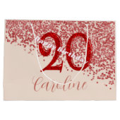20e Ruby Rode Glitter Champagne Verjaardag Groot Cadeauzakje (Achterkant)