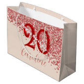 20e Ruby Rode Glitter Champagne Verjaardag Groot Cadeauzakje (Achterkant Gekanteld)