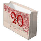 20e Ruby Rode Glitter Champagne Verjaardag Groot Cadeauzakje (Voorkant Gekanteld)