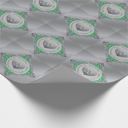 20e smaragdgroene bruiloft Jubileum inpakpapier (Hoek)