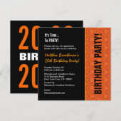 20e tiende verjaardag Modern Oranje en zwart B321 Kaart (Voorkant / Achterkant)