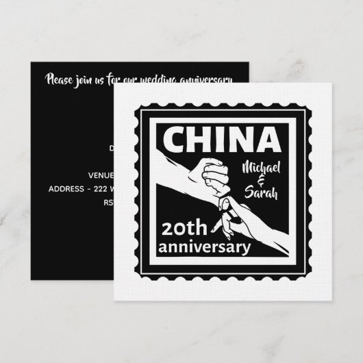 20e trouwdag China traditioneel Kaart (Voorkant / Achterkant)