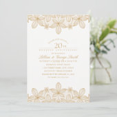 20e trouwdag Elegant Gouden Kant Kaart (Staand voorkant)