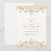 20e trouwdag Elegant Gouden Kant Kaart (Voorkant / Achterkant)