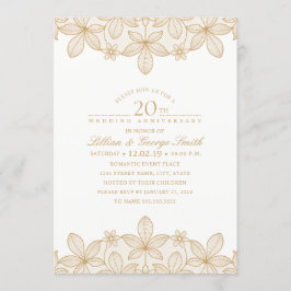 20e trouwdag Elegant Gouden Kant Kaart