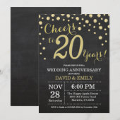20e trouwdag krijtbord zwart en goud kaart (Voorkant / Achterkant)
