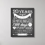 20e trouwdag, schoolbord, 20 jaar canvas afdruk (Voorkant)