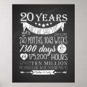 20e trouwdag, schoolbord, 20 jaar poster (Voorkant)