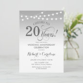 20e trouwdag - Zilver Wit Kaart (Staand voorkant)
