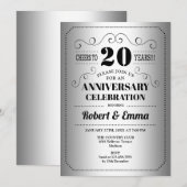 20e trouwdagfeest - Zilver Zwart Kaart (Voorkant / Achterkant)
