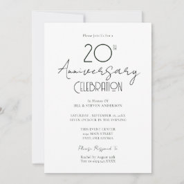 20e trouwjubileum Elegant Schrift Kaart