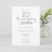 20e trouwjubileum elegante script kaart (Staand voorkant)