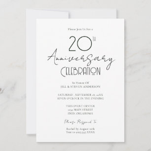 20e trouwjubileum elegante script kaart
