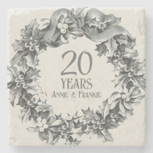20e trouwjubileum vintage antiek stijlvol stenen onderzetter