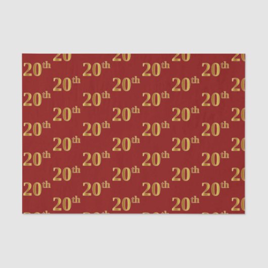 20e (twintigste) Feitenpapier voor Red, Faux Gold Tissuepapier (Voorkant)