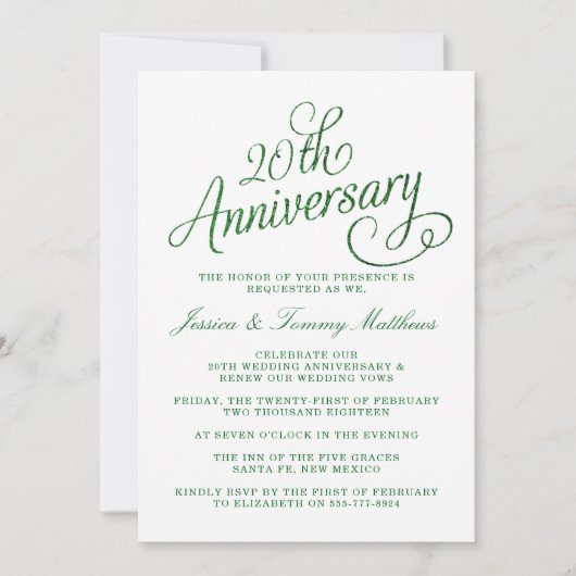 20e Uitnodigingen van het Jubileum Emerald Wedding (Voorkant)