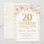 20e ver Anniversary feest - Witte Goud Kaart (Voorkant / Achterkant)