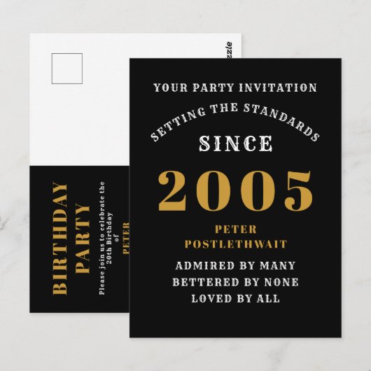 20e verjaardag 2005 Black Gold Briefkaart (Voorkant / Achterkant)