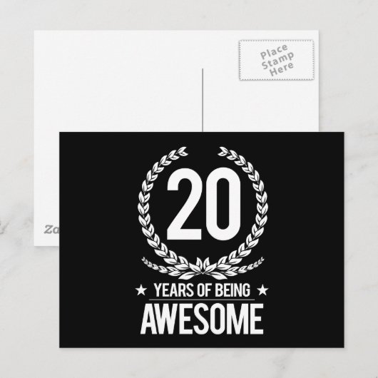 20e verjaardag (20 jaar Geweldige) Briefkaart (Voorkant / Achterkant)