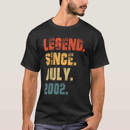 20e verjaardag 20 jaar oude leggende sinds juli 20 t-shirt (Voorkant)