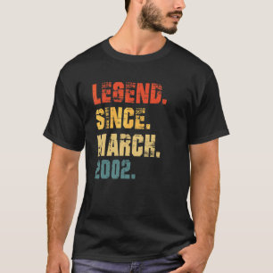 20e verjaardag 20 jaar oude leggende sinds maart 2 t-shirt