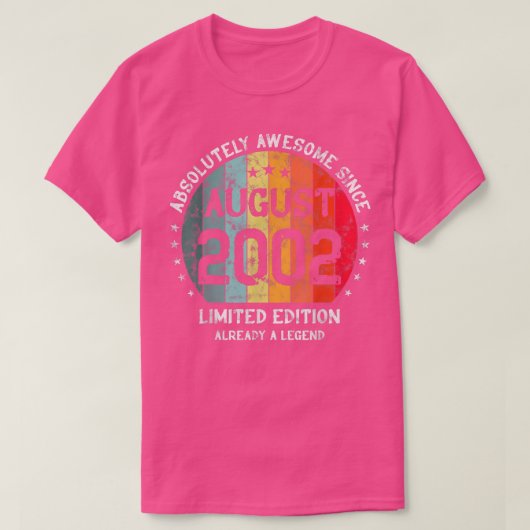 20e verjaardag Absoluut Geweldige sinds augustus 2 T-shirt (Design voorkant)