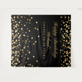 20e verjaardag achtergrond, zwart en gouden confet wandkleed (Voorkant (horizontaal))