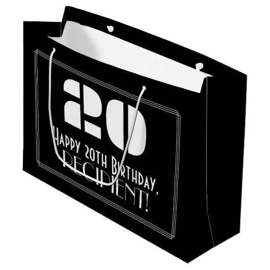 20e verjaardag ~ Art Deco geïnspireerd look "20" + Groot Cadeauzakje (Voorkant Gekanteld)