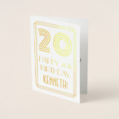 20e verjaardag - Art Deco geïnspireerde look "20"  Folie Kaarten (Voorkant)